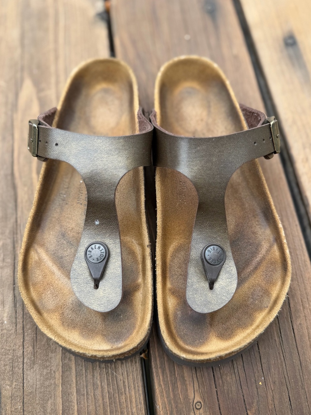 Birkenstock Gizeh Birko-Flor Metallic Copper Thong Sandals Narrow Fit 38 US 7
